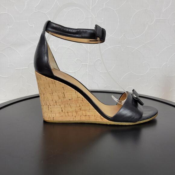 Marc by Marc Jacobs Logo Disc Womens Sandals Size 9 Black Cork Leather Wedge - Picture 1 of 16